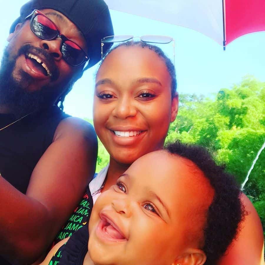 Beenie Man with girlfriend Krystal Tomlinson and their baby Xiah