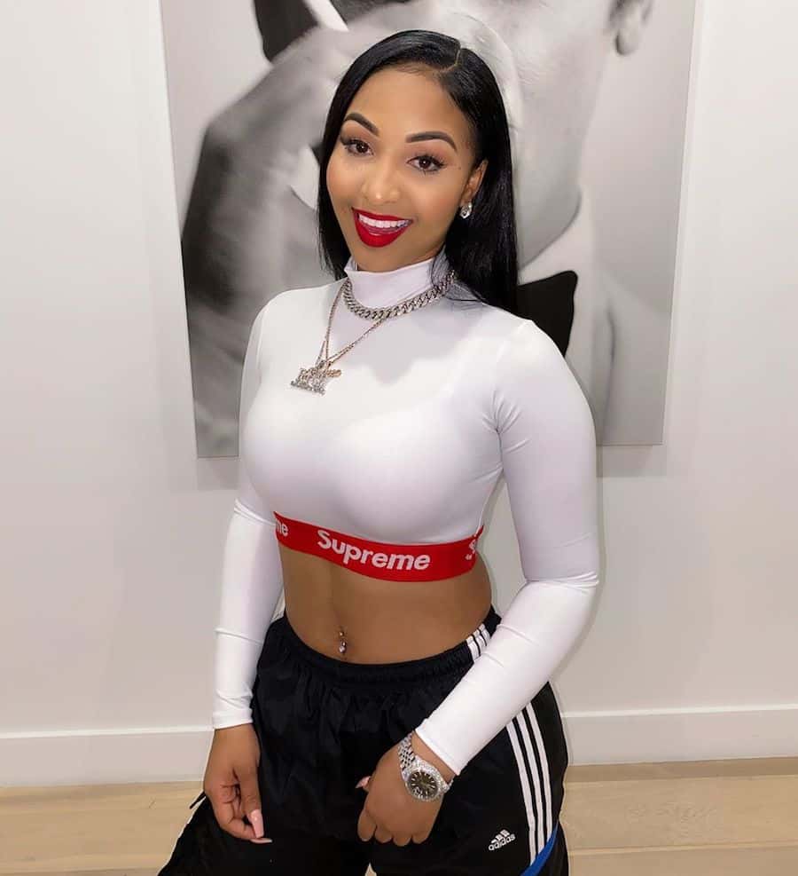 Shenseea Dons Supreme Crop Top And Adidas Cargo Pants