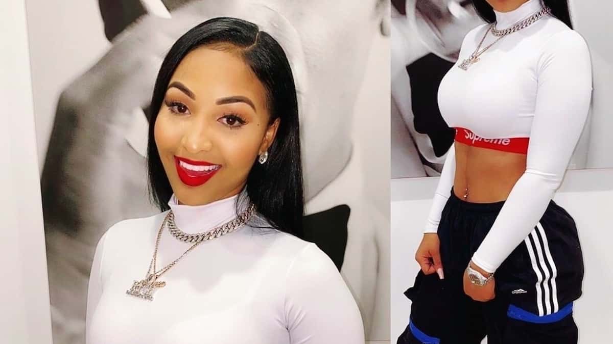 Shenseea Flaunts Belly Button Piercing In Supreme Crop Top And Adidas Cargo Pants