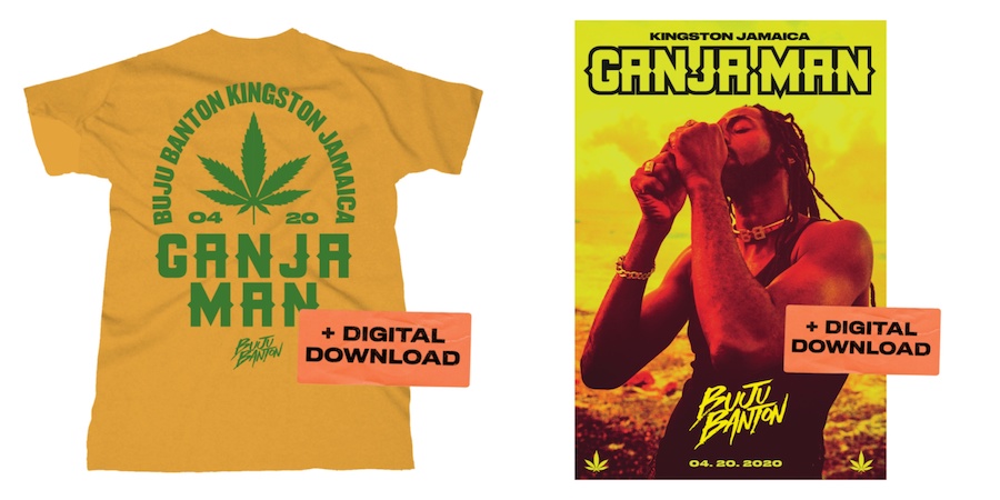 Buju Banton's Limited Ganja Man T-shirt And Black Light Poster