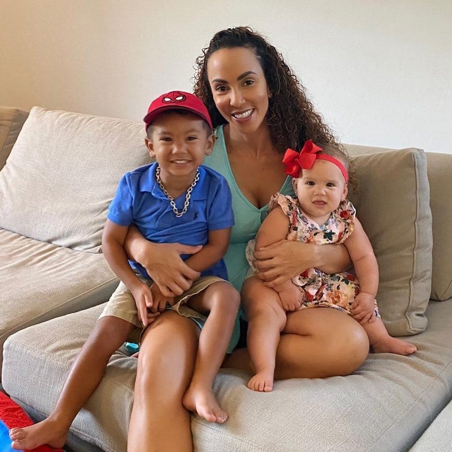 Sean Paul's wife Jinx with her kids Levi and Remi