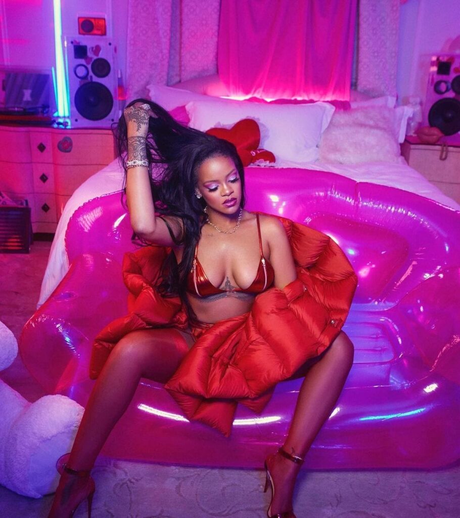 Rihanna wears Savage X Fenty Valentine Collection Lingerie