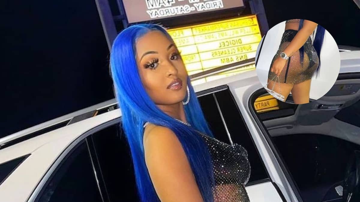 Shenseea Sports Sparkly See-Through Crop Top And Short Skirt Outfit