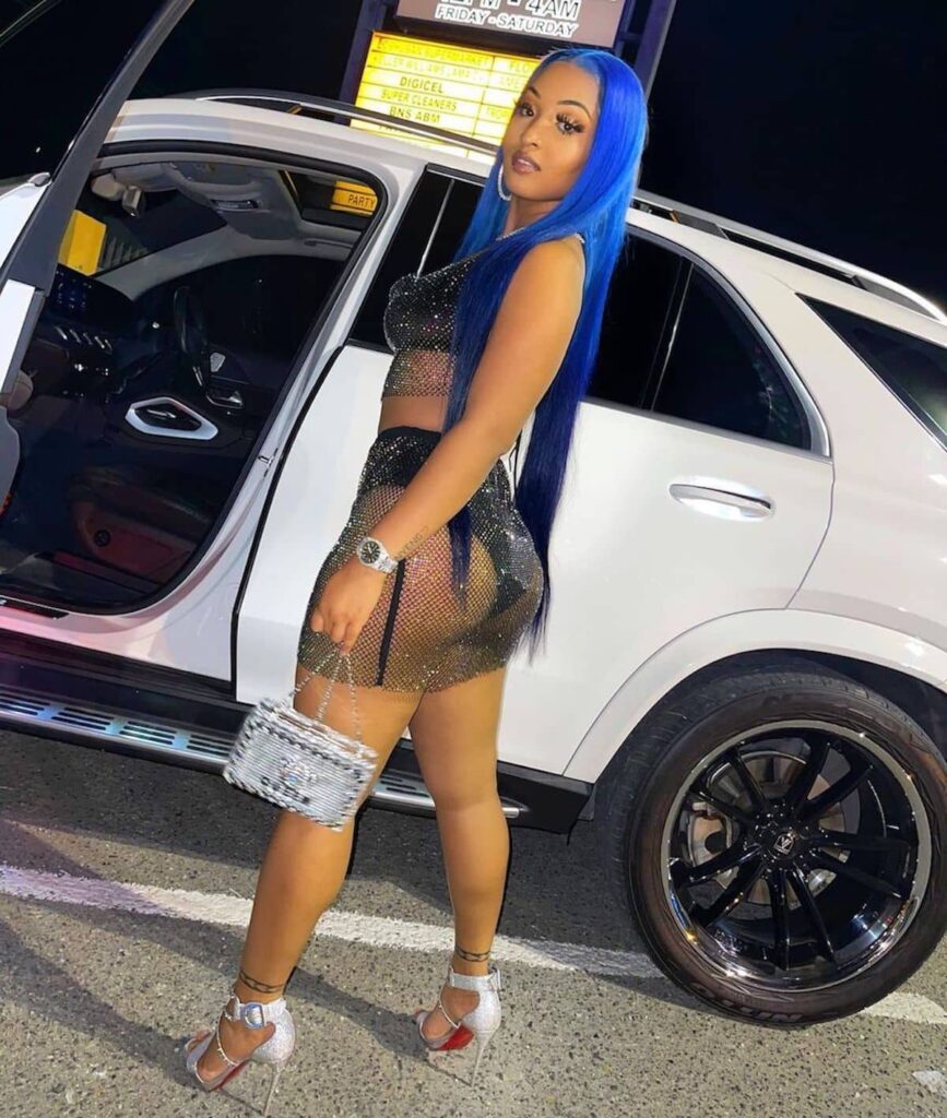 Shenseea Wears Sparkly See-Through Crop Top And Mini Skirt Outfit