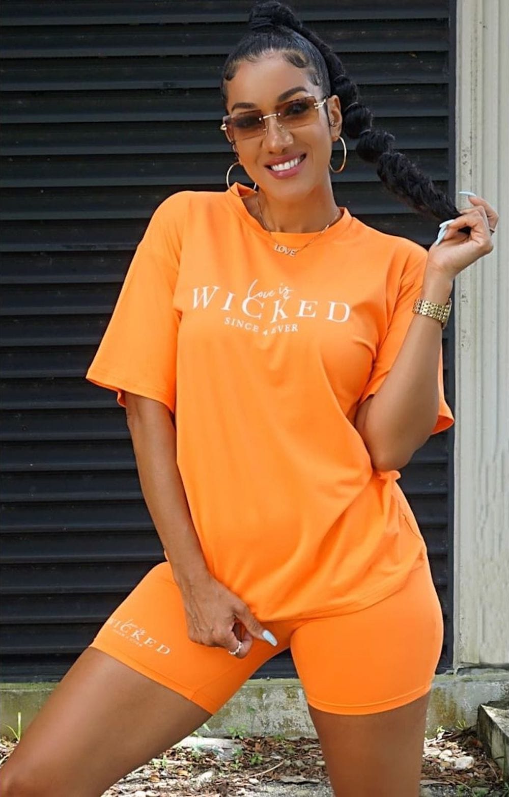 Nyanda Thorbourne Sports 'Love Is Wicked' Oversized Tee and Biker Shorts Co-ords set