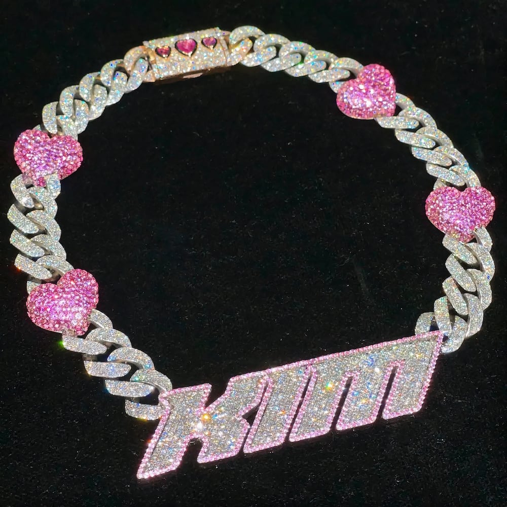 Kim Kardashian Flaunts Her New $50K Custom Diamond Name Necklace