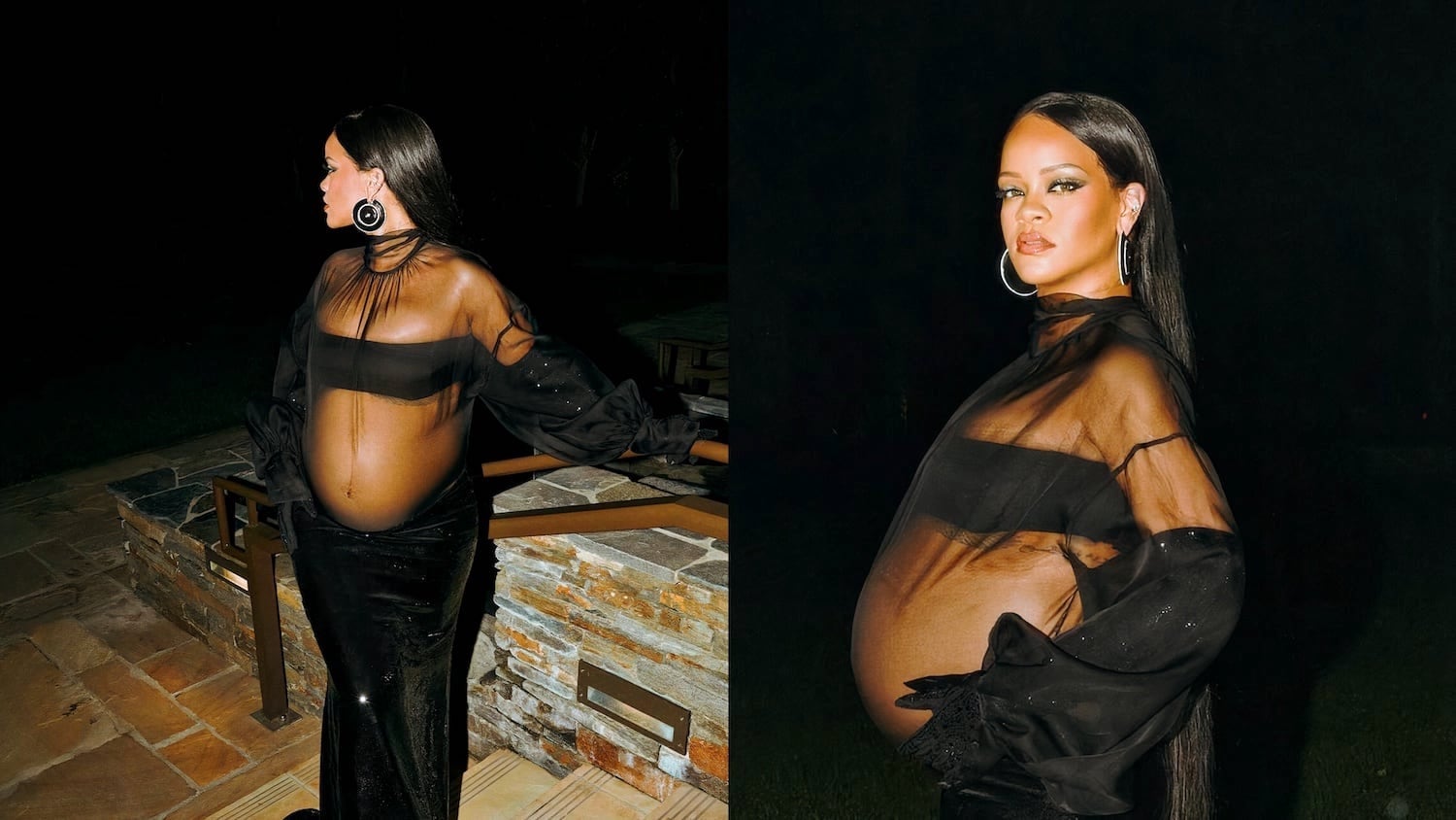 Rihanna Flaunts Her Baby Bump In Sheer Dress At Oscars 2022 Afterparty