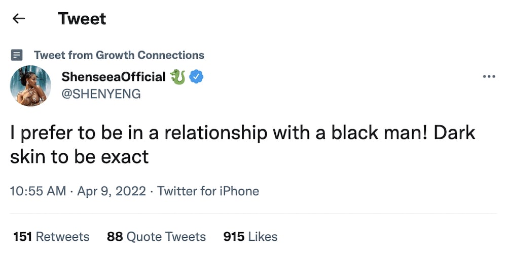 Shenseea Tweets That She Prefers To Be With A Black Man
